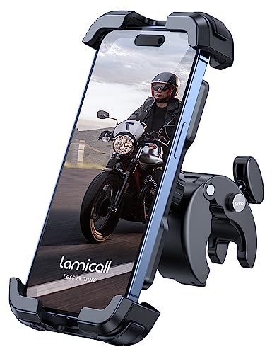 Lamicall Motorcycle Bike Phone Holder with Upgrade Quick Install Bar Clip - color: Black