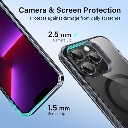 Supdeal Magnetic Clear Case for iPhone 13 Pro Max, [Compatible with MagSafe] [Non Slip Bumper & Not Yellowing] Military Grade Shockproof Transparent Silicone Phone Cover, 6.7", Black - color: Black, size: iPhone 13 Pro Max