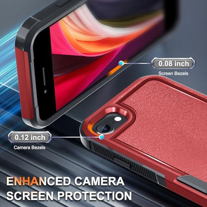 Case for iPhone 8/7/SE 2022 2020, with Screen Protector,Military Grade Heavy Duty Shockproof Phone Cover with Wrist Lanyard Strap for iPhone 8/7/SE 2nd 3rd 4.7 inch,Red | with Screen Protector+Wrist Lanyard Strap,Heavy Duty Shockproof Case for iPhone 8/7/