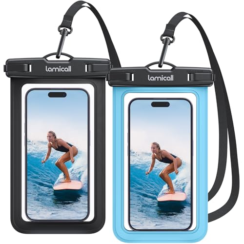 Lamicall Waterproof Phone Pouch Case Bag for iPhone 17 16 15 14 13 12 Pro Max Plus XS, Swimming Equipment Bags for 4-7inches, Blue & Black - color: Black & Blue