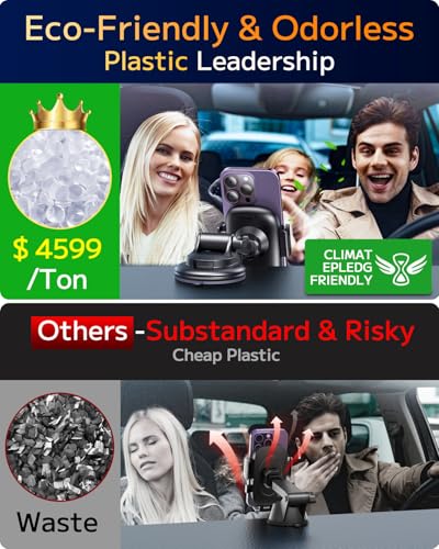 Qifutan Phone Holders for Your Car with Military-Grade Suction Phone Stand for Car [Super Stable] Automobile Car Mount for iPhone Universal Car Dashboard Windshield Mount Fit iPhone Smartphones - color: Dark black