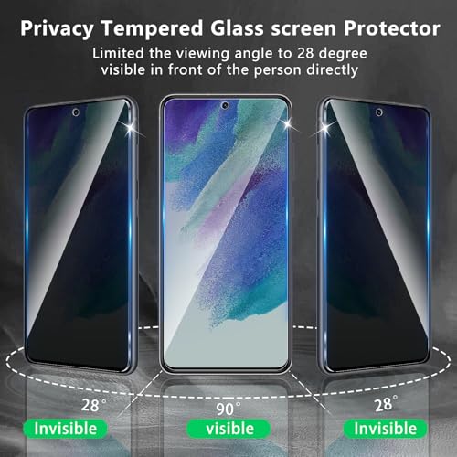 3 Pack Privacy Screen Protector Designed for Samsung Galaxy S21 FE,Full Coverage Anti-Spy Tempered Glass Film,9H Hardness,Anti-Fingerprint,Bubble Free,Easy to Install - color: Galaxy S21 FE FK3