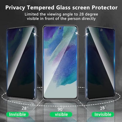 3 Pack Privacy Screen Protector Designed for Samsung Galaxy S21 FE,Full Coverage Anti-Spy Tempered Glass Film,9H Hardness,Anti-Fingerprint,Bubble Free,Easy to Install - color: Galaxy S21 FE FK3