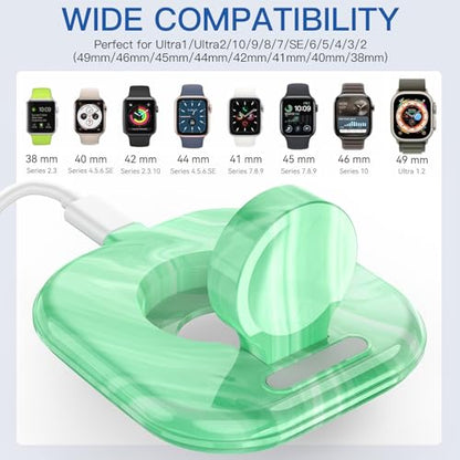 for Apple Watch Charger Stand, Magnetic Fast Charging Dock Portable Design - color: Marble Green