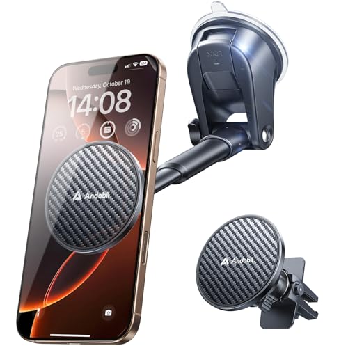 andobil for MagSafe Car Mount [85+LBS Strongest Suction & 2026 Military-Grade N55] Retractable Magnetic Phone Holder for Car Dashboard Windshield Vent, Car Phone Holder for iPhone 18 Pro Max 17 16 15 - style: Dash & Windshield