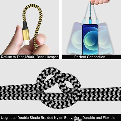 SHUSEL USB Lightning Cable,MFi Certified iPhone Charger Cord (3-Pack,10FT) - size: 10FT