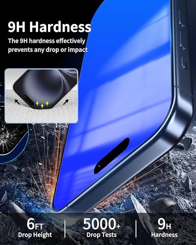 Privacy Screen Protector for iPhone 16 Tempered Glass Blue - color: For iphone 16 Blue