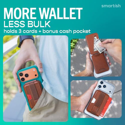 Smartish MagSafe Wallet, Side Hustle Flip, Card Holder, Grip & Stand, Brown - color: Chestnut Brown, size: Flip - Grip & Kickstand