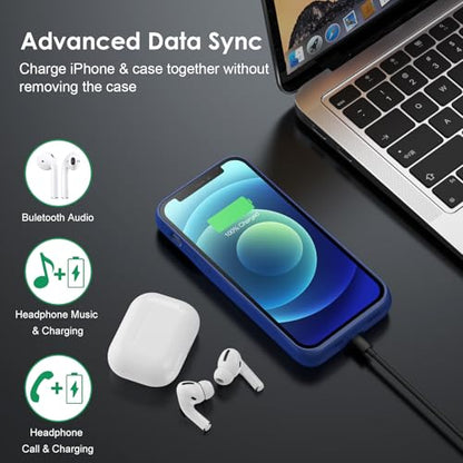 Battery Case for iPhone 12/12 Pro,[2025 Upgraded] 10800mAh Ultra-Slim Portable Extended Charger Case Cover for iPhone 12/12 Pro Charging Case (6.1 Inch)-Blue - color: Blue