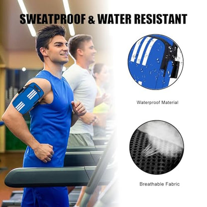 Armband Cell Phone Holder for Running Arm Band iPhone 17 16 15 14 13 12 11 Pro Max 16e Xs Xr X Plus Mini Samsung Galaxy Ultra Note Airpods Pouch Women Men Kids,Runner Gym Walking Arm Bag Blue - color: 06-Blue