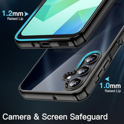 JETech Case for Samsung Galaxy A16, Anti-Yellowing, Black | Shockproof Protection, Scratch Resistant Hard PC Back, Durable Transparent TPU Bumper - color: Black, size: Galaxy A16