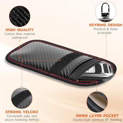 Faraday Pouch for Key Fob, RFID Signal Blocking Pouch, 2 Pack | Dual-layer shielding blocks key fob signals to prevent relay attacks. Protects car keys from keyless theft at home or away - size: Small Size (3.23 x 5.12 inches)