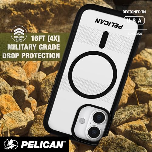 Pelican Protector iPhone 17 Case with Camera Stand - Clear | Rugged MagSafe Phone Case with 16ft Military-Grade Drop Protection - Heavy Duty Magnetic Phone Cover for iPhone 17 - color: Clear - Stand, style: iPhone 17