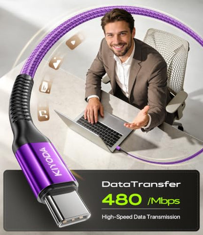 USB to USB C Cable 3A Fast Charging 6FT, USB A to USB C Cable for CarPlay - color: Purple, size: 3FT, style: USB A to USB C