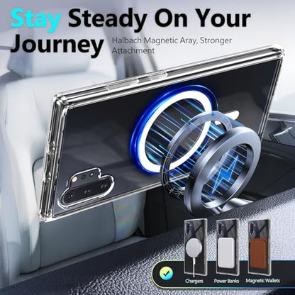 YZB Magnetic for Samsung Galaxy Note 10+ (Plus) Case, Clear | Compatible with MagSafe | Slim Fit Lightweight Shockproof, Military-Grade Protection, Yellowing Resistant Scratch-Resistant Back - color: Crystal Clear, size: Galaxy Note 10 Plus