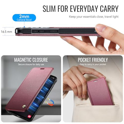 for Samsung Galaxy S26 Ultra - Slim Case Magnetic Wallet, WineRed - color: Wine Red, size: Galaxy S26 Ultra