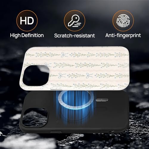 Magnetic for iPhone 14 Plus Case,[Compatible with Magsafe] Dual Layer Protective Heavy Duty Shockproof Rugged Drop Protection Bumper Hybrid Case - Blue Bow Stripes - color: Blue Bow Stripes, size: iPhone 14 Plus