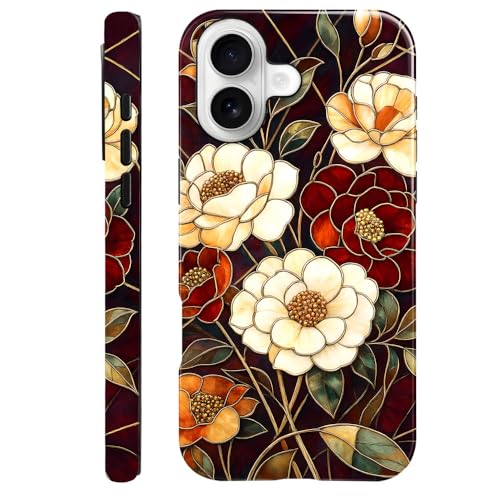 Compatible with iPhone 17,Anti-Scratch Glossy Case Cover,Stained Glass Flower 04 - color: Stained Glass Flower 04, size: IPhone 17
