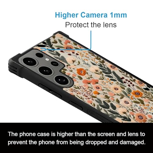 for Samsung Galaxy S24 Ultra Case,Soft Silicone Shockproof Bumper Camera Protection Phone Case-Dark Embroidery Flower - color: Dark Embroidery Flower, size: Samsung Galaxy S24 Ultra