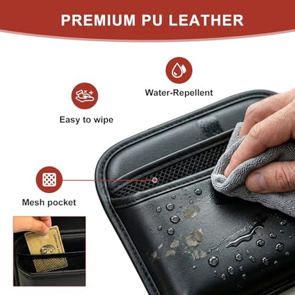 Car Door Side Organizer, Auto Seat Small PU Leather Adhesive Storage Pocket