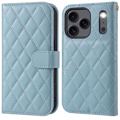 OCASE Compatible with iPhone 17 Pro Wallet Case, PU Leather Flip Folio Case with Card Holders RFID Blocking Kickstand [Shockproof TPU Inner Shell] Phone Cover 6.3 Inch 2025, Diamond Check Blue - color: Diamond Check Blue