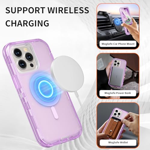Follaroma Magnetic for iPhone 15 Pro Case, Heavy Duty Phone Cases, Purple | Compatible with MagSafe, Heavy Duty Shock proof Protection, Military-Grade Anti-Drop, Dual Layer Transparent Protective Cover - color: Purple, size: iPhone 15 Pro 6.1''