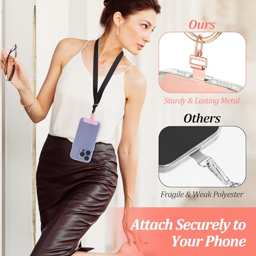 Sibba 8 Pack Metal Phone Tether Tab 360° Rotating Cell Phone Lanyard Patch