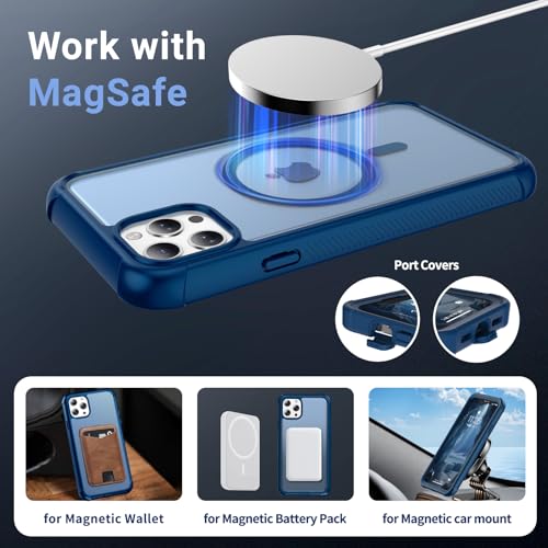 jaroco Magnetic for iPhone 11 Pro Max Case Heavy Duty Protection Deep Blue | Compatible with MagSafe,Military Grade Drop Protection,Translucent Matte,Non-Slip,Shockproof 2-Layer Durable Bumper Case - color: Deep Blue, size: iPhone 11 Pro Max