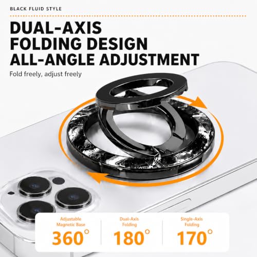 Double Magnetic 360 ° Rotate Cell Phone Ring for MagSafe, Magnetic Phone Grip, Phone Ring Holderwith Adjustable Kickstand for iPhone 17/16/15(Plus,Mini,Pro, Pro Max), Black - color: Black