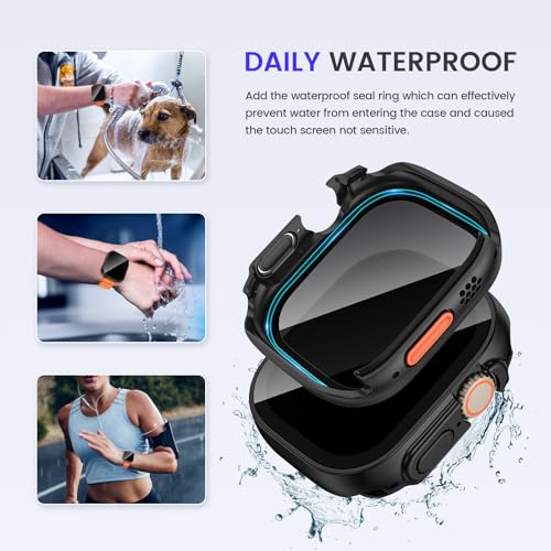 Goton Privacy Waterproof Case for Apple Watch Ultra 3/2/1 49mm - color: Matte Black, size: 49mm