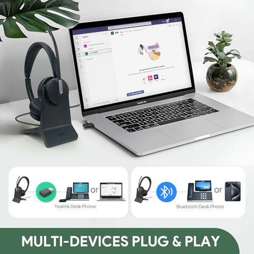 Yealink WH64 Mono Hybrid Wireless Headset with Mic DECT Dongle & Bluetooth - style: WH64 Hy-Mono with Stand