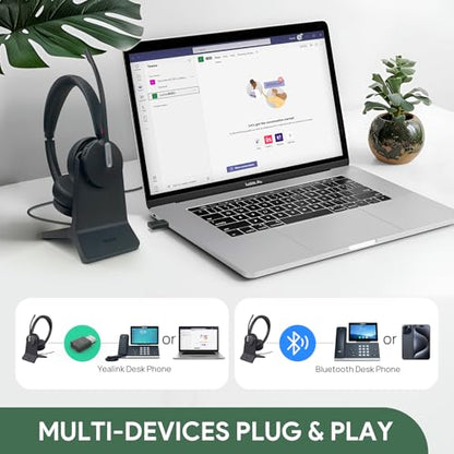 Yealink WH64 Mono Hybrid Wireless Headset with Mic DECT Dongle & Bluetooth - style: WH64 Hy-Mono with Stand