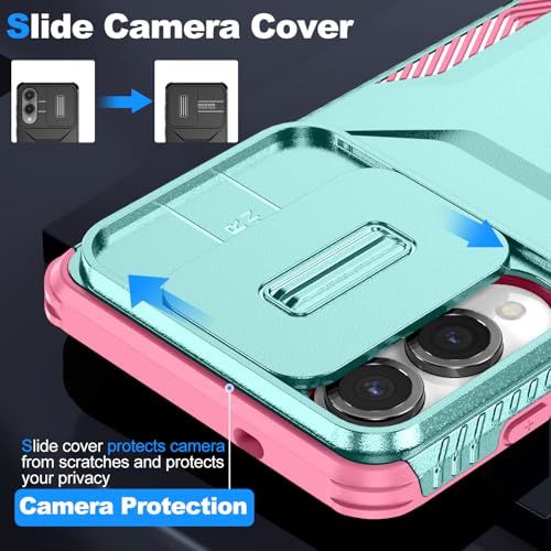 Asuwish Phone Case for Samsung Galaxy S25 Edge 5G with Screen Protector and Slide Camera Cover Rugged Hybrid Shockproof Protective Cell Accessories S25Edge 25S S 25 25Edge 6.66 2025 Men MintGreen - color: Green