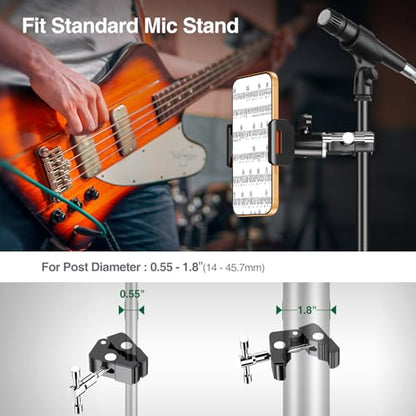 elitehood Swivel Tilt Phone Holder for Mic Stand Mount & Microphone Stand - style: Front Mount