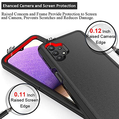 TENCO Compatible with Samsung Galaxy A32 5G Case,with Screen Protectors,Heavy Duty Rugged Shockproof Full Body Protection Kickstand Case Belt Clip Holster for 5G(Black), SM-A326B, SM-A326BDS - color: Black
