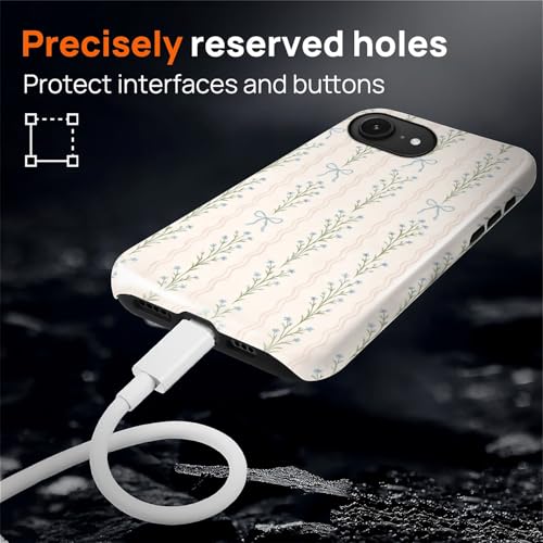 Magnetic for iPhone 16e Case,[Compatible with Magsafe] Dual Layer Protective Heavy Duty Shockproof Rugged Drop Protection Bumper Hybrid Case - Blue Bow Stripes - color: Blue Bow Stripes, size: iPhone 16e