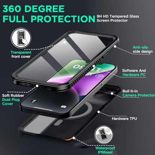 AICase iPhone 14 Plus Case Waterproof with MagSafe Clear Snowproof,Dustproof and Shockproof,IP68 Certified Full Body 360 Protection Fully Sealed Underwater Cover for iPhone 14 Plus 6.7" - color: iphone 14 Plus Waterproof Case
