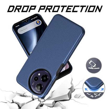 for Cricket Icon Plus 2026 (Plus Version Only) /AT&T Verge 2 Case with Tempered Glass Screen Protector,Dual Layer Heavy Duty Shockproof Protection (Blue) - color: Blue