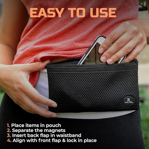 Running Buddy Magnetic Pouch Beltless Running Bag No Bounce - color: Black, size: XXL (7 in x 4 in)