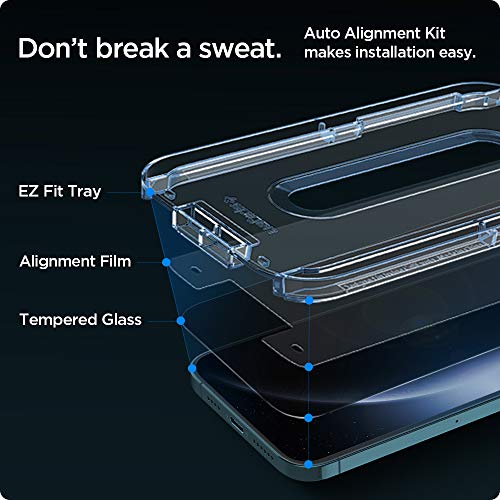 Spigen Tempered Glass Screen Protector [Glas.tR EZ Fit - Privacy] Designed for iPhone 12 Pro Max - 2 Pack - size: iPhone 12 Pro Max