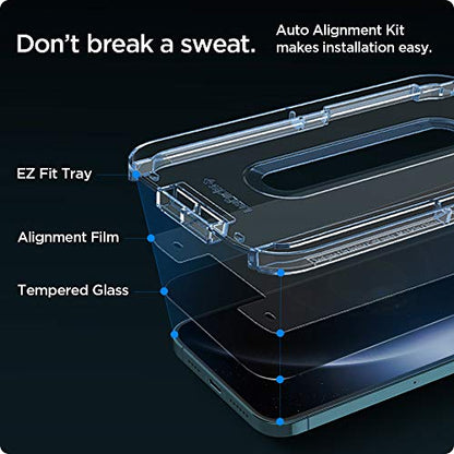 Spigen Tempered Glass Screen Protector [Glas.tR EZ Fit - Privacy] Designed for iPhone 12 Pro Max - 2 Pack - size: iPhone 12 Pro Max