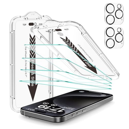 EZ-GLAZ-4+2 Pack for iPhone 15 Pro Max Screen Protector (6.7") HD Clear - size: iPhone 15 Pro Max