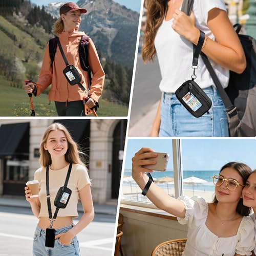 FUVLIFE Clip and Go Strap for Phone with Wallet Crossbody Lanyard (Black) - color: Black