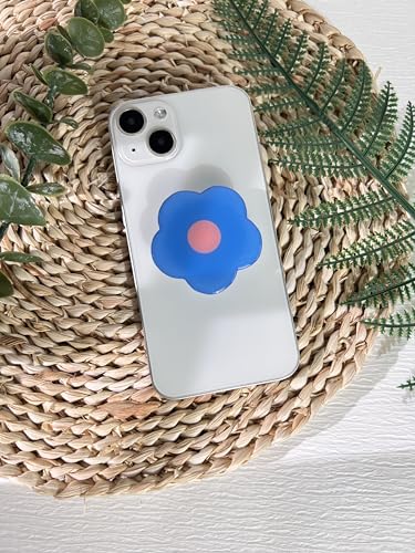 Cartoon Flowers Phone Grip Stand, Cute Clear Cell Phone Holder,Collapsible Cell Phone Accessory, Phone Charms Holder Support with Transparent Base for Kindle - color: blue