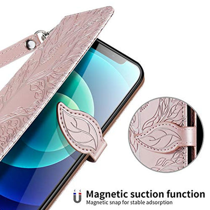 Wallet Case for iPhone 11 with Card Slot/Holder,PU Leather Flip Folio Shell [Magnetic Closure][Wrist Strap][Kickstand] Phone Cover Shockproof Compatible with iPhone 11 6.1 inch 2019,Rose Gold - color: Rose gold, size: iPhone 11 (6.1 inch)