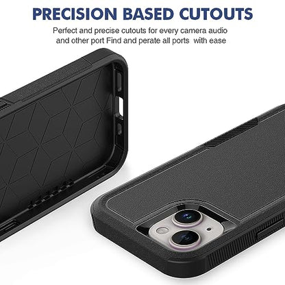 Heavy‑Duty Rugged Anti‑Drop Shockproof Protective Phone Case for iPhone 15, Durable Protective Shell, Black - color: Black, size: iPhone 15