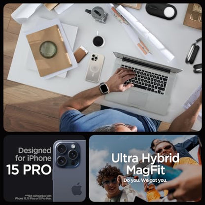 Spigen for iPhone 15 Pro Case, Ultra Hybrid MagFit [Anti-Yellowing] [Compatible with Magsafe] - Frost Natural Titanium - color: Frost Natural Titanium, size: iPhone 15 Pro