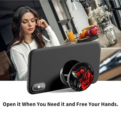 2 Pack Cell Phone Grip with Expanding Kickstand, Red Rose Butterfly - color: Red Rose Butterfly
