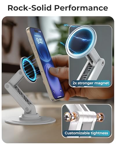 COOPER Mag360 Magnetic Phone Stand for Desk, MagSafe Stand for iPhone 17 - color: Cream White