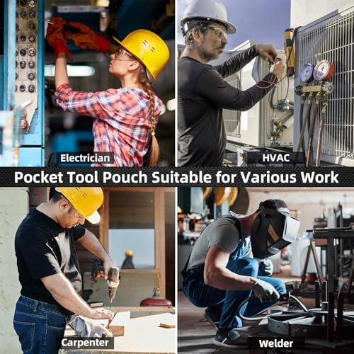MELOTOUGH Pocket Tool Pouch Tool Belt Pouches with Belt Clip Utility Mini Tool Organizer Pouch for Electrician,Carpenter,Construction,Technician - color: Grey/Black